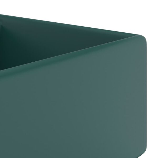 vidaXL Chiuvetă lux preaplin verde &icirc;nchis mat 41x41 cm ceramică pătrat