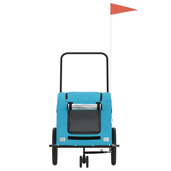 vidaXL Remorcă de bicicletă animale companie, albastru, oxford/fier