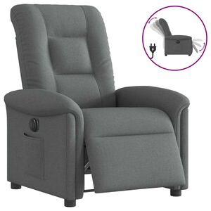 vidaXL Fotoliu rabatabil electric, gri &icirc;nchis, material textil