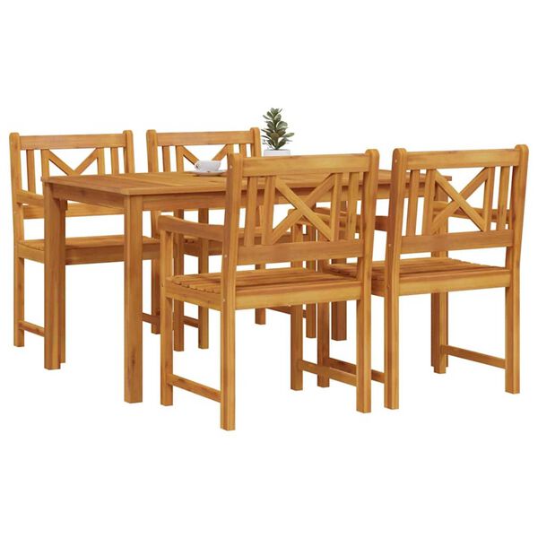 vidaXL Set de masă pentru grădină 5 pcs Maro Lemn Solid de Acacia