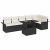 vidaXL Set de canapele pentru grădină cu pernă 7 pcs Negru Rattan poli