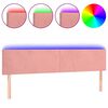 vidaXL Tăblie de pat cu LED, roz, 160x5x78/88 cm, catifea
