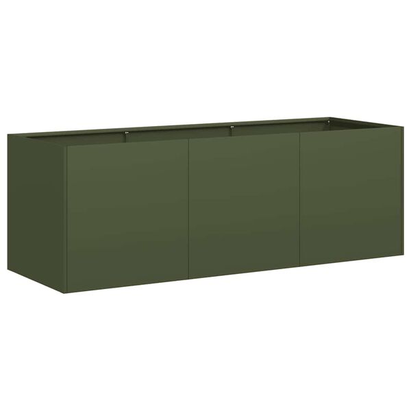 vidaXL Jardinieră verde măsline 120x40x40 cm oțel laminat la rece