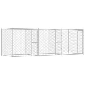 vidaXL Cușcă pentru câine Argintiu 600 x 200 x 200 cm Oțel Galvanizat