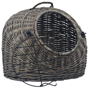 vidaXL Coș de transport pisici, gri, 45 x 35 x 35 cm, răchită naturală