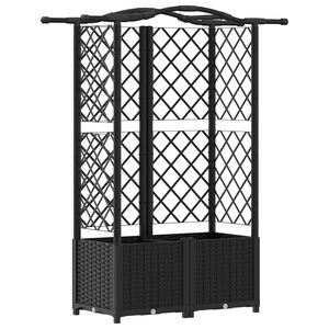 vidaXL Pat Ridicat cu Trellis și Acoperiș Negru 122 x 40 x 141 cm PP