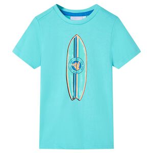 vidaXL Tricou pentru copii cu m&acirc;neci scurte, turcoaz, 116