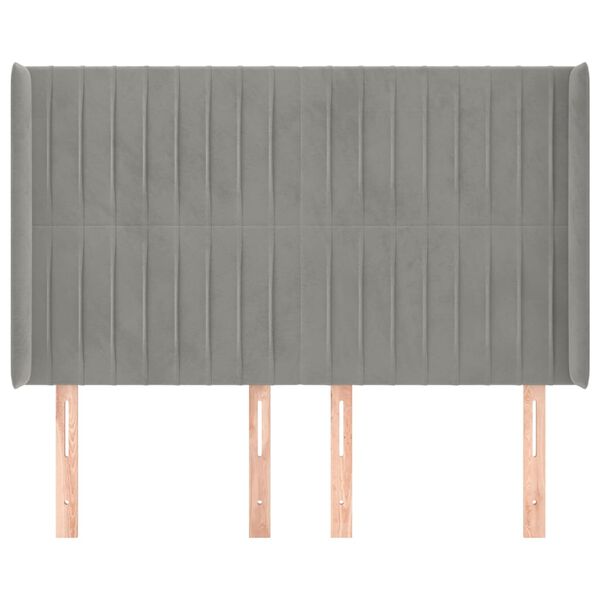 vidaXL Tăblie de pat cu aripioare gri deschis 147x16x118/128cm catifea