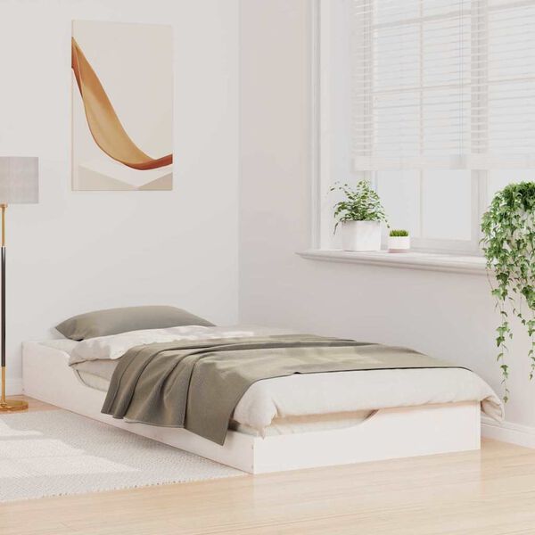 vidaXL Cadru de pat Alb 80 x 210 cm Lemn de pin masiv