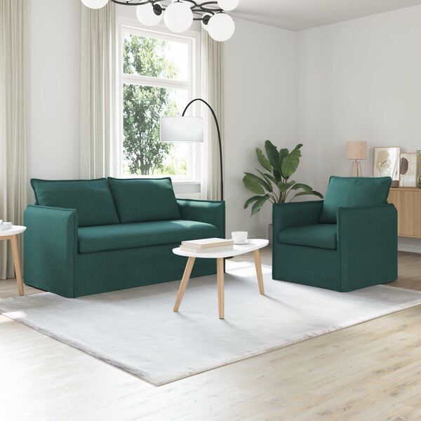vidaXL Set de canapea 2 pcs Verde &icirc;nchis 196 x 82 x 85 cm țesătură