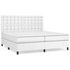 vidaXL Pat box spring cu saltea, alb, 200x200 cm, piele ecologică