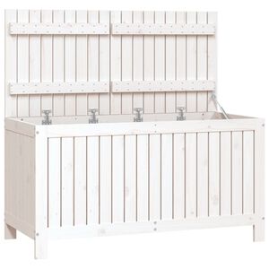 vidaXL Cutie de depozitare grădină, alb, 121x55x64 cm, lemn masiv pin