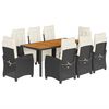 vidaXL Set mobilier de grădină cu perne, 9 piese, negru, poliratan