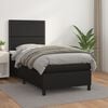 vidaXL Pat box spring cu saltea, negru, 90x200 cm, piele ecologică