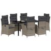 vidaXL Set de masă pentru grădină cu pernă 7 pcs Gri poliratan
