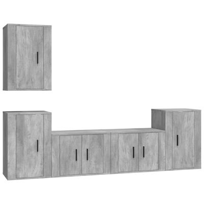 vidaXL Set dulap TV, 5 piese, gri beton, lemn prelucrat