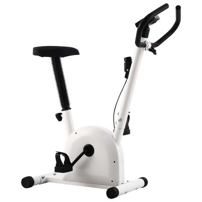 vidaXL Bicicletă fitness cu curea de rezistență, alb