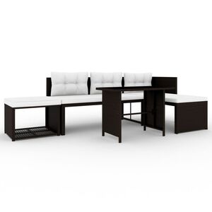 vidaXL Set mobilier de grădină, 4 piese, maro, poliratan