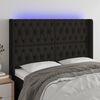 vidaXL Tăblie de pat cu LED, negru, 163x16x118/128 cm, textil