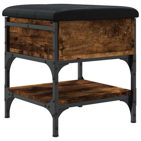 vidaXL Bancă de pantofi, stejar fumuriu, 42x42x45 cm, lemn prelucrat