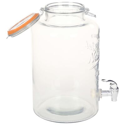 vidaXL Dozator de apă XXL cu robinet, transparent, 8 L, sticlă