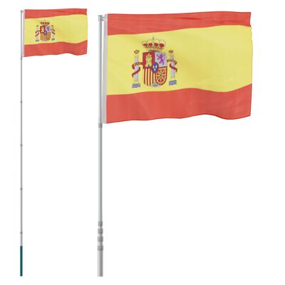 vidaXL Steag Spania și stâlp din aluminiu, 5,55 m