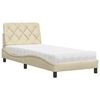 vidaXL Pat cu saltea, crem, 90x190 cm, textil