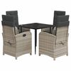 vidaXL Set mobilier de grădină cu perne, 5 piese gri deschis poliratan