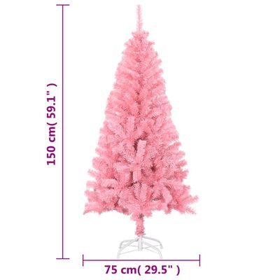 vidaXL Pom de Crăciun artificial cu suport, roz, 150 cm, PVC