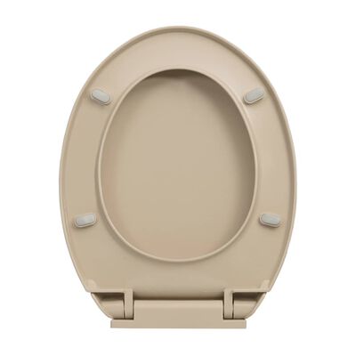 vidaXL Capac WC cu închidere silențioasă, bej, oval