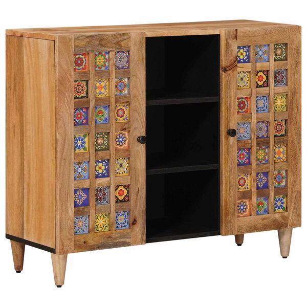 vidaXL Bufet cu raft natural 90 x 33,5 x 75 cm Lemn de mango solid