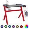 vidaXL Birou de gaming cu picioare formă Y negru/roșu 110x60x75 cm LED