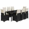 vidaXL Set bistro de grădină, 9 piese, cu perne, negru, poliratan