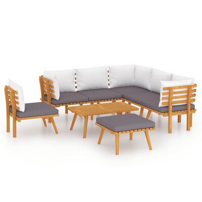 vidaXL Set mobilier de grădină cu perne, 8 piese, lemn masiv acacia