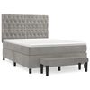 vidaXL Pat box spring cu saltea, gri deschis, 140x190 cm, catifea