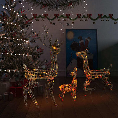vidaXL Decorațiune de Crăciun familie reni 300 LED-uri colorat acril
