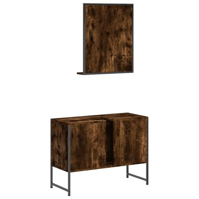 vidaXL Set dulapuri de baie, 2 piese, stejar afumat, lemn prelucrat