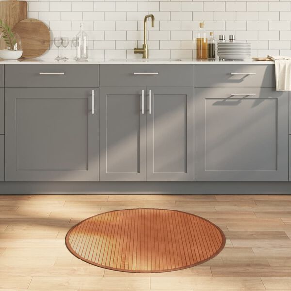 vidaXL Covor rotund, maro, 80 cm, bambus