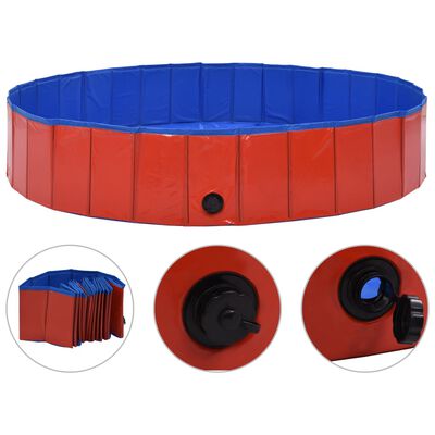 vidaXL Piscină pentru câini pliabilă, roșu, 160 x 30 cm, PVC