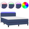 vidaXL Pat cu arcuri, saltea și LED, albastru, 140x190 cm, textil