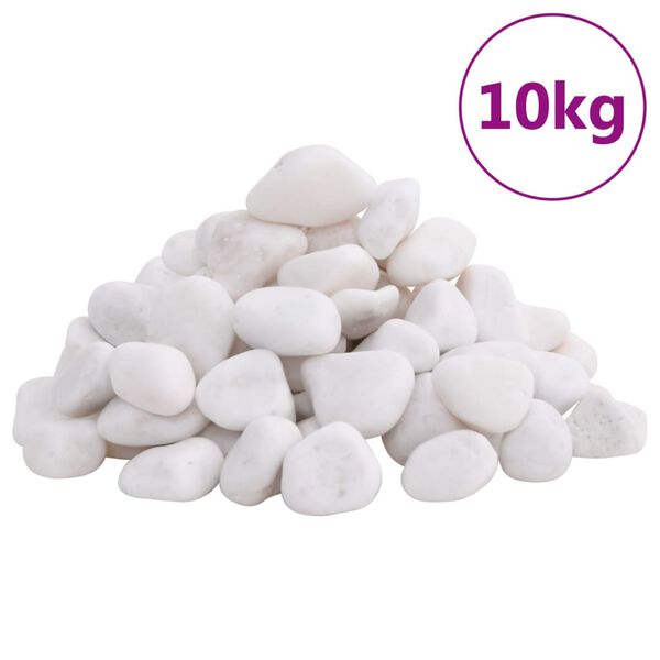 vidaXL Pietricele lustruite, 10 kg, alb, 2-5 cm