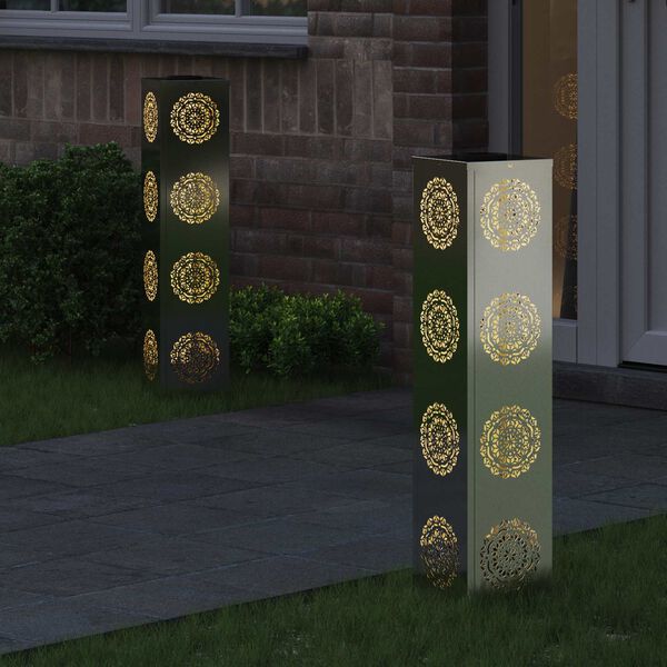 vidaXL Lumină LED Solară pentru Alei 2 pcs Argintiu Oțel galvanizat