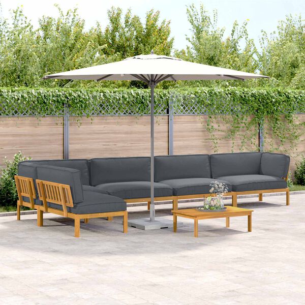 vidaXL Set de canapea cu pernă 6 pcs Antracit Lemn Solid de Acacia