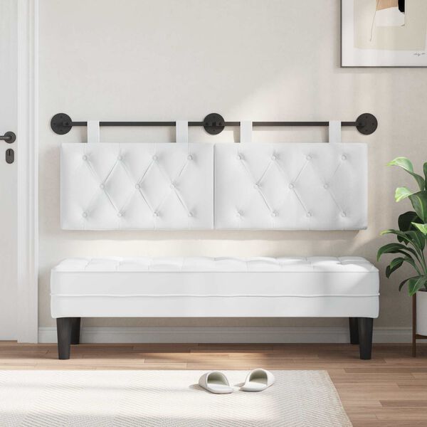 vidaXL Cap de pat suspendat Pe perete Alb 150 x 55 x 7 cm țesătură