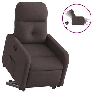 vidaXL Fotoliu electric rabatabil cu ridicare, maro &icirc;nchis, textil