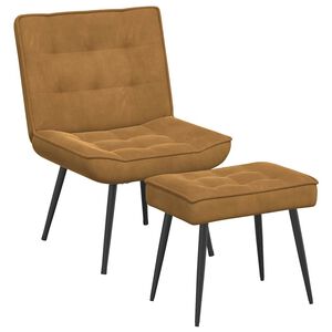 vidaXL Scaun de relaxare cu taburet, maro, catifea