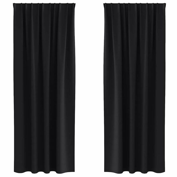 vidaXL Perdele Opaque cu Inel 2 pcs Negru 245 x 140 cm Poliester