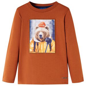 vidaXL Tricou pentru copii cu m&acirc;neci lungi, portocaliu ars, 116