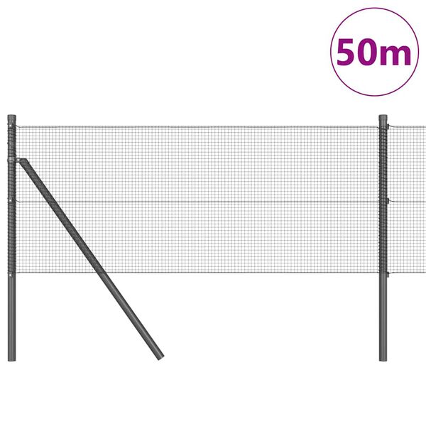 vidaXL St&acirc;lp de gard. Gri 50 x 0,8 m (plasă de 12 x 12 mm) Oțel și PVC