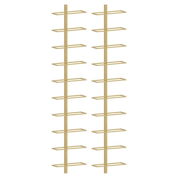 vidaXL Suport sticle de vin, de perete, 10 sticle, 2 buc, auriu, metal